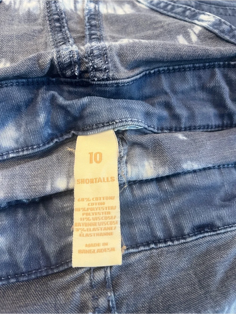Justice Blue Tie-Dye Denim Overall Shorts